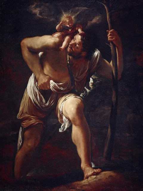 São Cristóvão carregando o Menino Jesus, pintura de Piazzetta