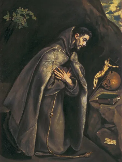 São Francisco de Assis adorando o crucifixo, pintura de El Greco