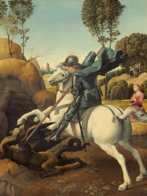 São Jorge e o dragão, pintura de Rafael