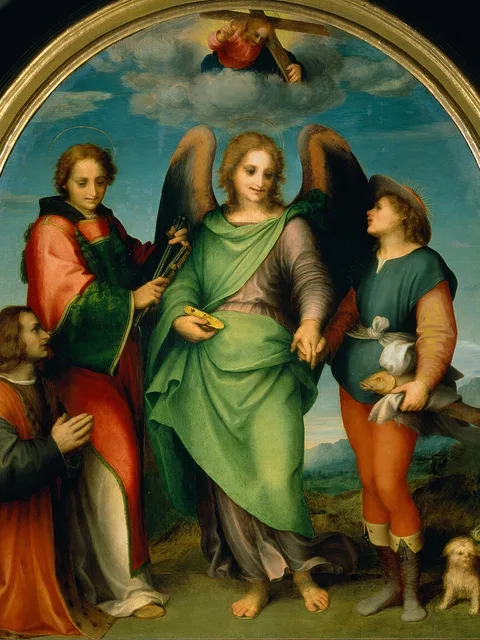 Arcanjo São Rafael com Tobias, pintura de Andrea del Sarto